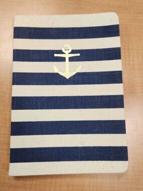 Eccolo Handmade Striped Anchor Writing Journal Notebook Navy Blue